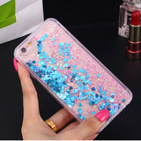 LOVECOM Love Heart Stars Glitter Stars Dynamic Liquid Quicksand Soft TPU Phone Back Cover Case For iPhone 5 5S SE 6 6S 7 Plus