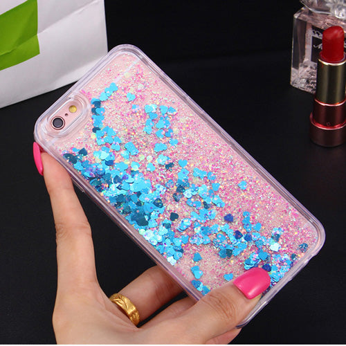 LOVECOM Love Heart Stars Glitter Stars Dynamic Liquid Quicksand Soft TPU Phone Back Cover Case For iPhone 5 5S SE 6 6S 7 Plus