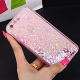 LOVECOM Love Heart Stars Glitter Stars Dynamic Liquid Quicksand Soft TPU Phone Back Cover Case For iPhone 5 5S SE 6 6S 7 Plus