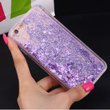 LOVECOM Love Heart Stars Glitter Stars Dynamic Liquid Quicksand Soft TPU Phone Back Cover Case For iPhone 5 5S SE 6 6S 7 Plus