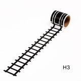 48mmX5m Black White High Road Patterned Washi Tape Adhesives Tape Scrapbooking Supplies Craft Hobby Supplies