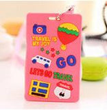 Super Cute Cartoon Car Animals Silicone Card Cover Bus Bank Id Card Case Holder with Rope 5018