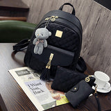 3 Pcs Bear Backpack Women Bag Diamond Lattice School Bags For Girls Backpacks For Women 2017 New Tassel Shoulder Bags Sac A Dos