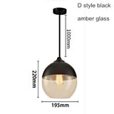 Industrial Glass Globe Shade Pendant Light Factory Fixture Modern Kitchen Opening Hanging Lamp for Living Dining Room Bar