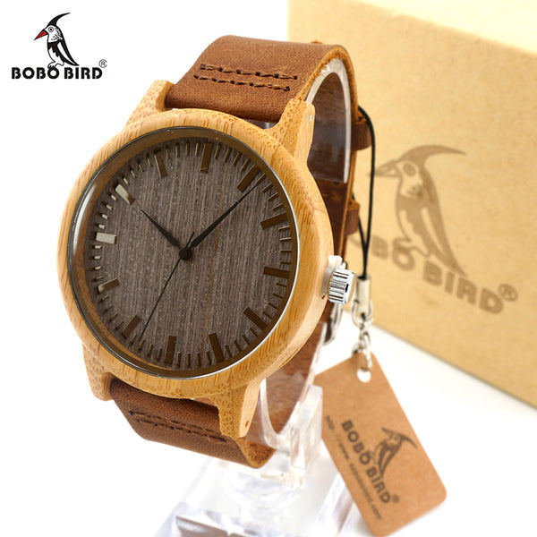 BOBO BIRD V-A18 Luxury Brand Wood Watches Men Casual Leather Women Bamboo Wristwatch Relogio Masculino Hombre 2016
