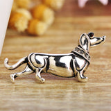 Esmalte Enamel Black Dog Brooches Crystal Shirt Dress Scarf Broches Lapel Pin Gift For Male Femme Welsh Corgi Dog Brooch Joyeria