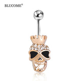 Piercing Shop Brand Black Enamel Skull Skeleton Body Jewelry Piercings Navel Belly Button Ring Accessories Steampunk Men Jewelry