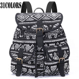 Sansarya New 2017 School Bag Bohemian Vintage Women Backpack Drawstring Printing Canvas Bagpack Sac a Dos Femme Rucksack Female