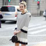 2017 New Fashion Summer Sexy Vestidos Striped Women Dress O-Neck Half Sleeve Pleated Cute Dress Bandage Dress