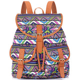 Sansarya New 2017 School Bag Bohemian Vintage Women Backpack Drawstring Printing Canvas Bagpack Sac a Dos Femme Rucksack Female