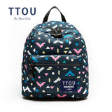 TTOU Design Colorful Triangle Printing Backpack Teenage Girls School Bag Women Backpack Travel Bag Small Backpack Dark Blue