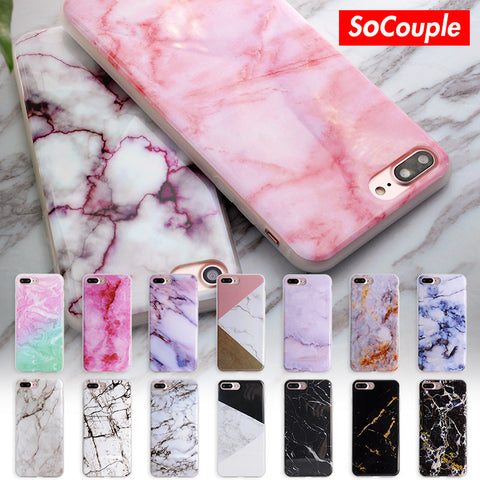 SoCouple For iphone 5s 5 SE 6 6s 6/7plus Flower Granite Scrub Marble Stone image Painted Silicone Phone Case For iphone 7 case
