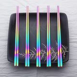 Length 24cm Rainbow Food Grade Top 304 Mirror Polished Stainless Steel Chopsticks Tableware Christmas Gifts  Chinese Chopsticks