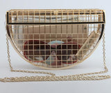 Unique fashion design personality hollow metal cages party clutch evening bag shoulder bag ladies handbag messenger bags purse