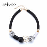 eManco Statement Necklace Fashion Jewelry Minimalist Ethnic Chokers Necklaces Women Black & White Wood Beads Choker 2017 for mom