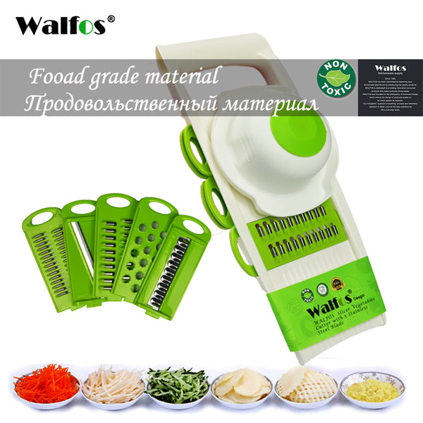 WALFOS Mandoline Peeler Grater Vegetables Cutter with 5 Stainless Steel Blade Carrot Grater Onion Slicer Kitchen Accessories
