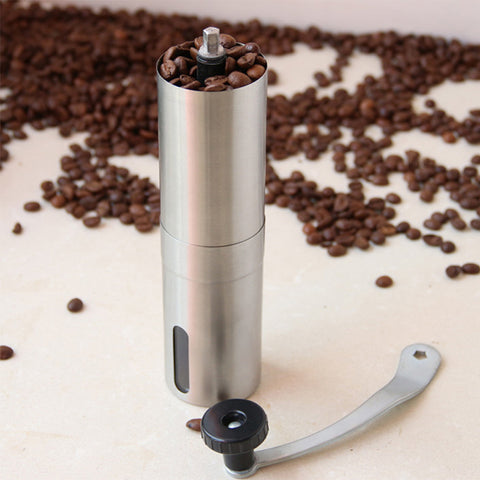 Silver Coffee Grinder Mini Stainless Steel Hand Manual Handmade Coffee Bean Grinders Mill Kitchen Grinding Coffee Making Tool