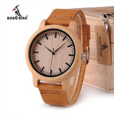 BOBO BIRD WA16 Watch for Men Women Bamboo Wood Quartz Watches With Scale Soft Leather Straps