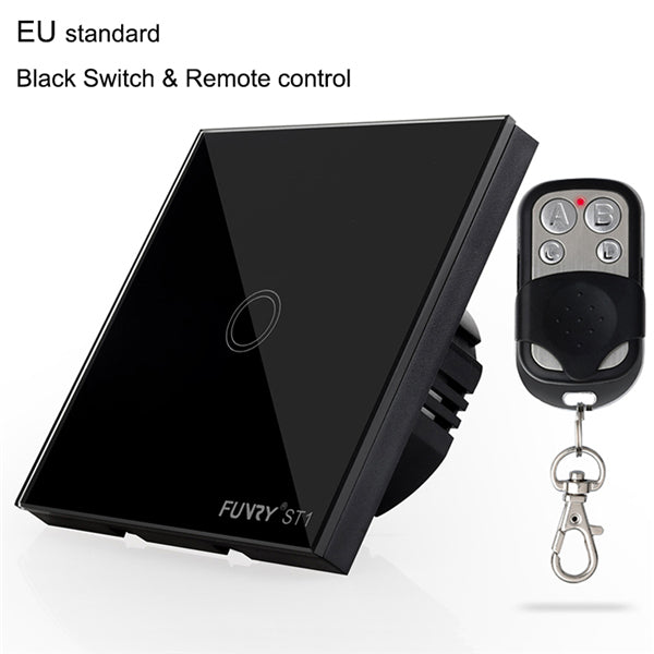 Light switch,touch switch,wall switch Funry ST1 1Gang EU Standard Luxury Crystal Glass Panel Surface Waterproof 170-240V RF433