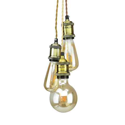 Vintage pendant light fixtures aluminum copper E27 socket for dining room 110V-220 vintage retro hanging lamp for loft style