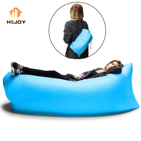Lazy Inflatable Sofa Camping Outdoor Air Sleep Sofa Banana Shape Beach Lay Bag Couch Portable Furniture Big Living Room Bed Sofa