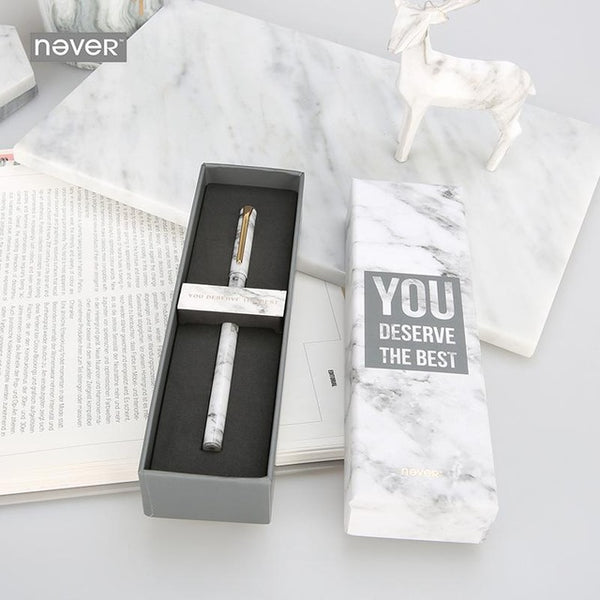Never Marble Grain Metal Magnet Pen Gel Pen Black Ink 0.5mm Creative Gift Package Stationery Fashion Office And School Supplies