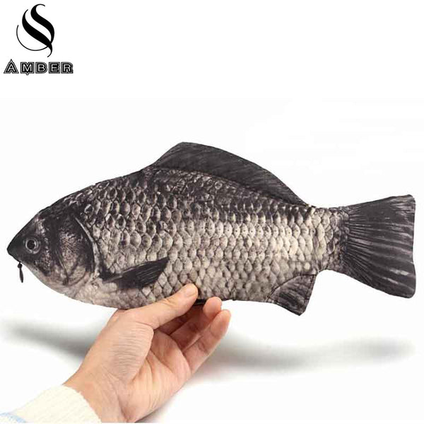 AMBER Cute Carp Novel Fish Pencil Case Bag Make up Holder Storage Pouch Pen Pencil Case Stationery School Supplies Funny Gift