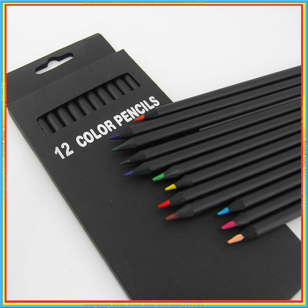 12pcs/lot High Quality 12 color painting Black wood pencil set for Drawing Sketching Stationery Pencil School Art Supplies 05406
