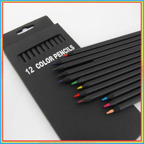 12pcs/lot High Quality 12 color painting Black wood pencil set for Drawing Sketching Stationery Pencil School Art Supplies 05406