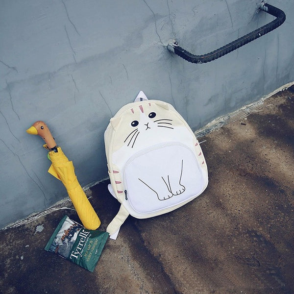 AEQUEEN Lovely Cat Printing Backpack Women Canvas Backpack School Bag For Teenagers Ladies Casual Cute Rucksack Bookbags