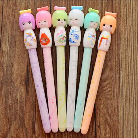 1pcs/Lot  Kawaii Kimono Japanese Girl Doll Gel Pen Writing Signing Stationery fashion Gift School Office Supply