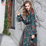Quintina New Fashion Printed Women Dresses Mid-Calf Bohemian Lady Dress Vestidos Women Clothing Spring Vintage Dress 173612