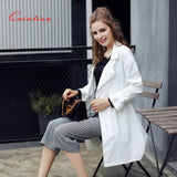 Qunitina 2017 New Fashion Trench Coat For Women Slim Long Style Full Sleeve Autumn Trench Coat Women