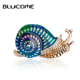 Blucome Enamel Green Snail Brooches Small Size Shirt Collar Clip Pins Bag Dress Accessories Cute Animal Brooch Corsage Feminino