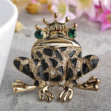 Blucome Enamel Lizard Green Crown Frog Brooches For Women Gold-Color Scarf Clip Pin Dress Bijoux Rhinestone Animal Brooch Pins