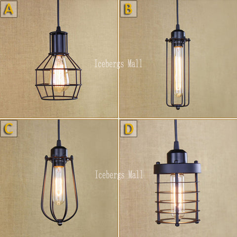 Loft Vintage Industrial Retro Pendant Lamp Edison Light E27 Holder Iron Restaurant Bar Counter Attic Bookstore Cage Lamp