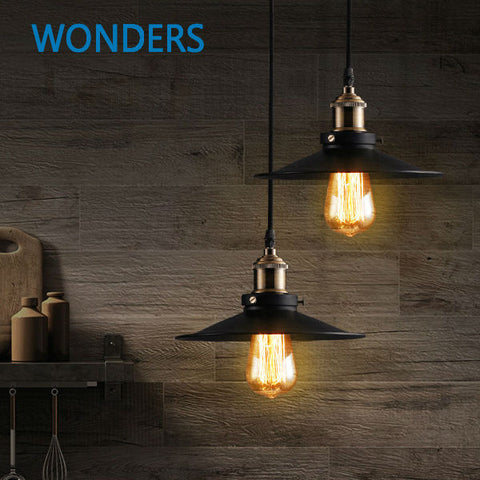 Loft metal pendant lamp Loft Northern Europe american vintage for Restaurant/Bedroom Home Decoration Black with Edison bulb