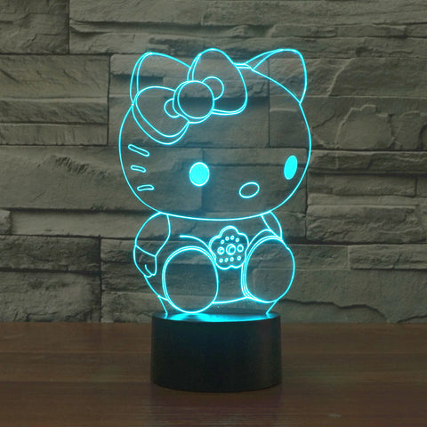 Novelty Hello Kitty 3D Lamp 7Colors Changing LED Night Light Touch Change Colors Decorative Table Lamp for Kids Gift IY803332